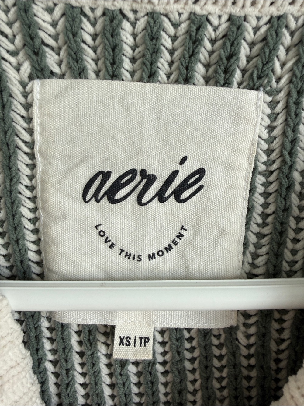 aerie Sweater Striped Ribbed Knit Crewneck Top - Picture 3 of 9